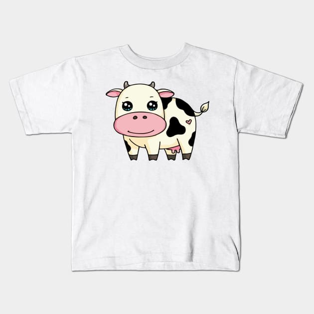 dairy cows chibi cute Kids T-Shirt by ngoclucbkhn